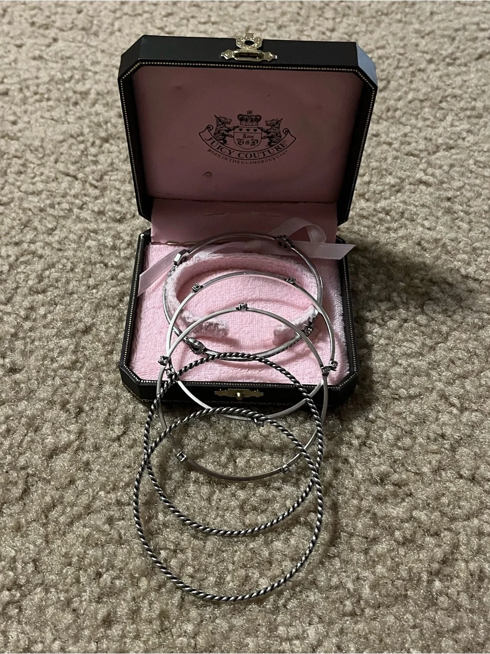 Juicy Couture Silver-Tone Stacked Bangle Bracelet Set
